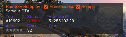 RainSky Roleplay | ✅ Free-access ✅ Roleplay sérieux ⚠️ 