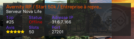 Avernity RP / Start 50k / Entreprise à reprendre / Mapping inédit 