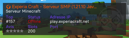 🌍 Experia Craft - Serveur SMP (1.21.10 Java/Bedrock)