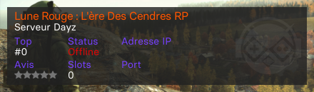 Lune Rouge : L'ère Des Cendres RP  - Serveur Dayz