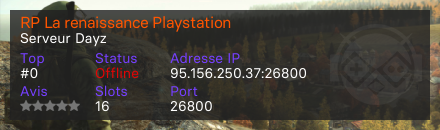 RP La renaissance Playstation - Serveur Dayz