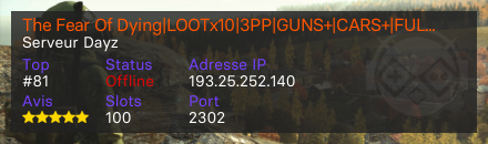 The Fear Of Dying|LOOTx10|3PP|GUNS+|CARS+|FULL PVP|6MAX|KOTH