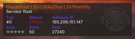 OxydeRust | EU | Solo/Duo | 2x Monthly