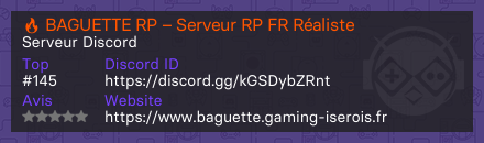 🔥 BAGUETTE RP – Serveur RP FR Réaliste - Serveur Discord