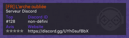 [FR] L'arche oubliée - Serveur Discord