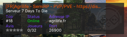 [FR]Agrilife - SemiRP - PVP/PVE - https://discord.gg/qJWgKH9F2q