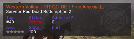 Western Valley  |  FR-QC-BE  | Free Access  |  Serious RP +16