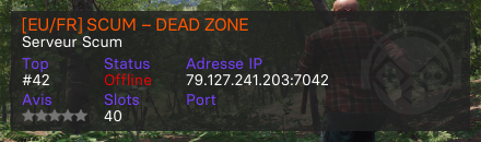 [EU/FR] SCUM – DEAD ZONE