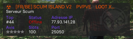 ☢️[FR/BE] SCUM ISLAND V2〡PVPVE〡LOOT X3〡NO MECHA