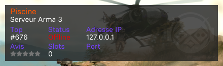 Piscine - Serveur Arma 3